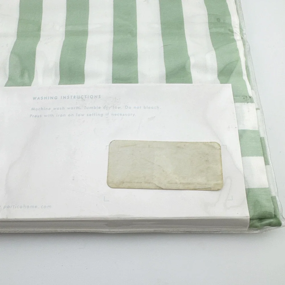 NEW Vintage Portico Boudoir 12 x 16 in Pillowcase Green White Stripe 100% Cotton